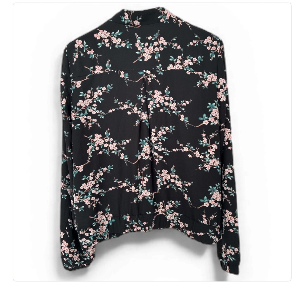 Dalia Black Floral Bomber Jacket size medium - Picture 3 of 4